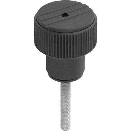 KIPP Torque Knurled Knob Size:2 D=M05X30, Thermoplastic Black Ral7021, Comp:Steel, Cap:Black Ral7021 K0277.205X30